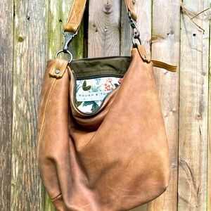 Rough & Tumble small distressed fawn satchel hobo